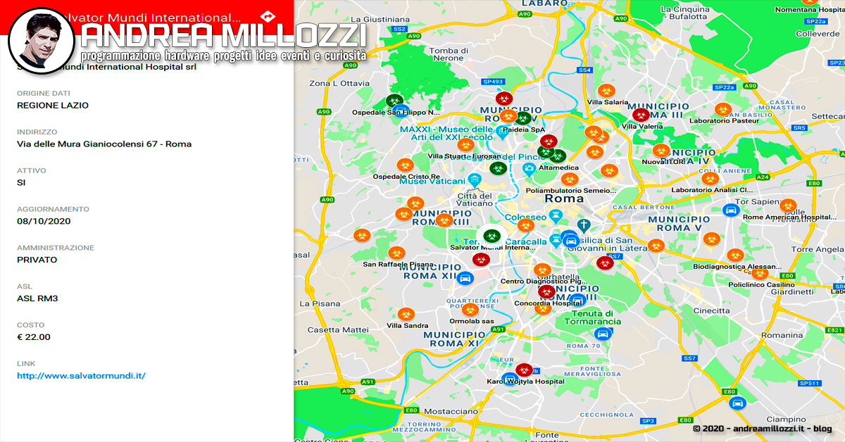 Andrea Millozzi blog | Mappa dei tamponi antigenici (rapidi) e dei drive-in per i tamponi molecolari a Roma e nel Lazio