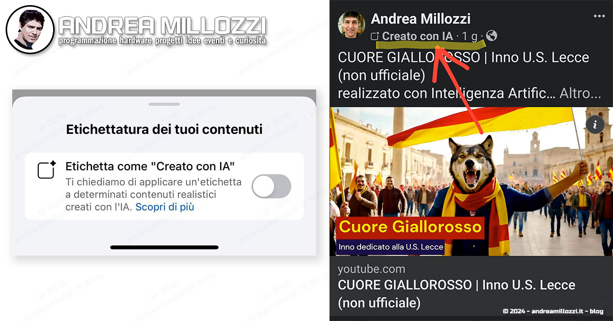 Andrea Millozzi blog - CUORE GIALLOROSSO, U.S. Lecce | richiesta etichetta generato con l’IA