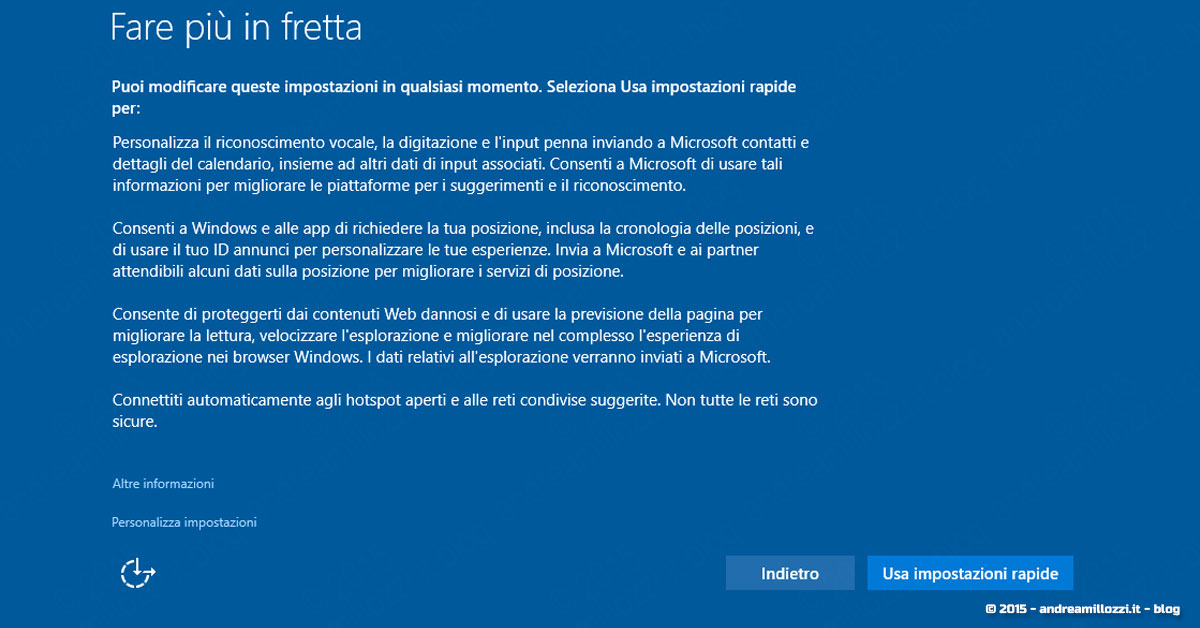 Andrea Millozzi blog | Microsoft Windows 10 | Fare più in fretta